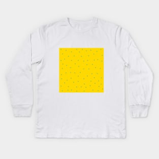 Green Polka Dots on Yellow Background Kids Long Sleeve T-Shirt